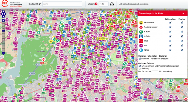 Ziemlich viele Busse in Berlin (VBB/cc-by-sa 2.0 Openstreetmap.org/Screenshot: Golem.de)